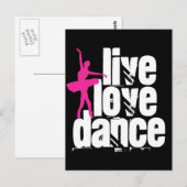 Live, Liebe, Tanz Ballerina Postkarte (Vorne/Hinten)