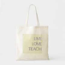 "LIVE LIEBE TEACH" Pastellgelb und Creme Tote Beut