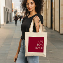 "LIVE LIEBE TEACH" Tief rot und cremefarben Tote T