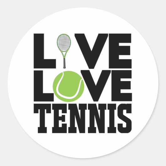 Live-Liebe Tennis Runder Aufkleber (Vorderseite)