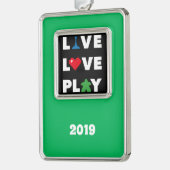 Live, Liebe, Wiedergabe von White Text Vert. Rahme Rahmen-Ornament Silber (Links)