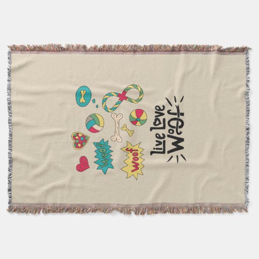 Live-Liebe Woof Whimsical Woven Blanket Decke (Vorderseite)