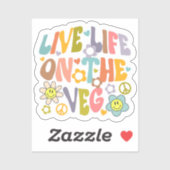 Live Life on Veg, Retro Vegan Aufkleber (Blatt)