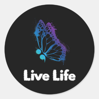 Live Life Semicolon Liebe und Unterstützung Suizid Runder Aufkleber