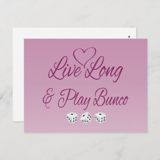 Live Long and Play Bunco Postkarte (Vorne/Hinten)