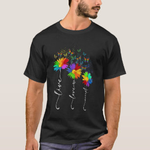 Live Love Accep Autismus-Bewusstsein Blumen Schmet T-Shirt