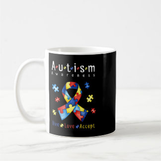 Live, Love, Accept, Autism Awareness, Funny Autism Kaffeetasse