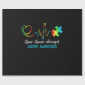 Live Love Accept Autism Awareness Geschenkpapier (Flach)