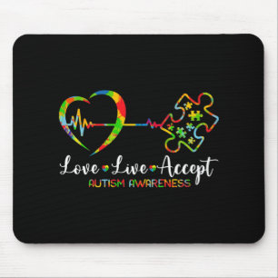 Live Love Accept Autism Awareness Men Women Kids G Mousepad