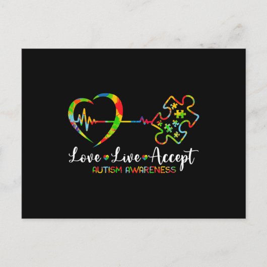 Live Love Accept Autism Awareness Men Women Kids G Postkarte (Vorderseite)