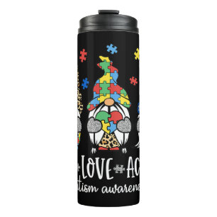 Live Love Accept Cute Gnome Autism Awareness Desig Thermosbecher