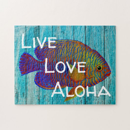 Live Love Aloha Tropical Fish Beach Sign Puzzle (Horizontal)