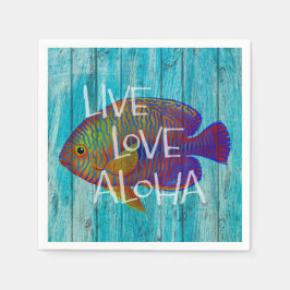 Live Love Aloha Tropical Fish Beach Sign Serviette