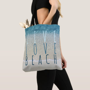 Live Love Beach Türkis Blau Ozean Surfwellen Zu Tasche
