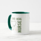 Live Love Heal Nurse Caduceus Stethoscope ECG Mug Tasse (Vorderseite Links)