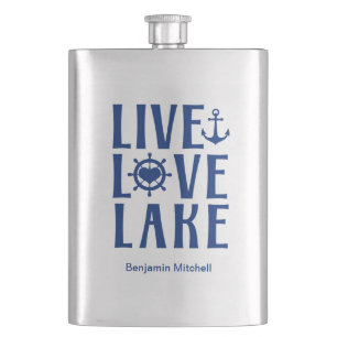 Live Love Lake - Nautischer Valentinstag Boot Flas Flachmann
