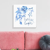 Live Love Linger Blue Rose Floral Leinwanddruck (Insitu (Wohnzimmer))