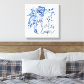 Live Love Linger Blue Rose Floral Leinwanddruck (Insitu (Schlafzimmer))