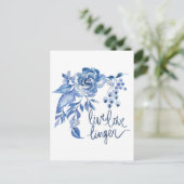 Live Love Linger Blue Rose Floral Postkarte (Stehend Vorderseite)