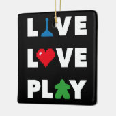 Live, Love, Play White Text Ceramic Ornament (Links)