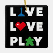 Live, Love, Play White Text Ceramic Ornament (Vorderseite)