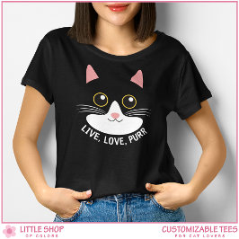 Live Love Purr Womens Cat Lover Tri-Blend Shirt