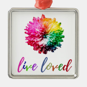 Live Loved Square Ornament Aus Metall