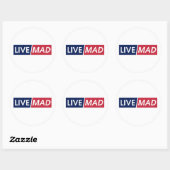 LIVE MAD – Bold Minimal Modern Typography Runder Aufkleber (Blatt)