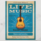 Live Music Acoustic Gitarre Flyer Blau (Hinten)