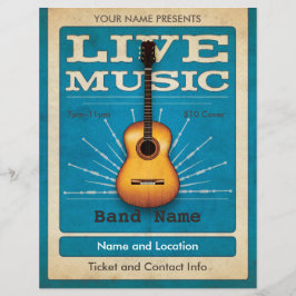 Live Music Acoustic Gitarre Flyer Blau