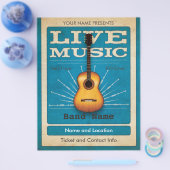 Live Music Acoustic Gitarre Flyer Blau (Einzeln)