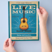 Live Music Acoustic Gitarre Flyer Blau (Hand)