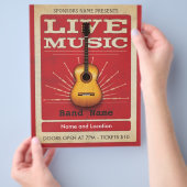 Live Music Acoustic Gitarre Flyer Red (Hand)