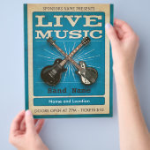 Live Music Dual Gitarre Flyer Blue (Hand)