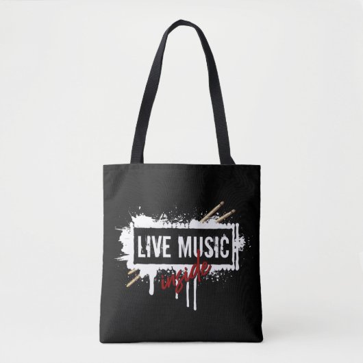 Live Music Inn Drumsticks Musiker Jam Rock Gig Tasche (Vorderseite)