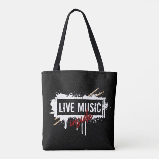 Live Music Inn Drumsticks Musiker Jam Rock Gig Tasche (Rückseite)