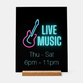 Live Music Neon Guitar Acrylschild