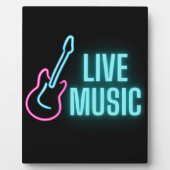 Live Music Neon Guitar Fotoplatte (Vorderseite)