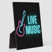 Live Music Neon Guitar Fotoplatte (Seite)