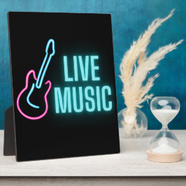 Live Music Neon Guitar Fotoplatte