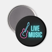 Live Music Neon Guitar Magnet (Vorderseite/Rückseite)
