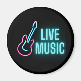 Live Music Neon Guitar Magnet
