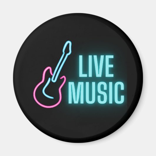 Live Music Neon Guitar Magnet (Vorne)