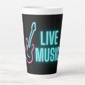 Live Music Neon Guitar Milchtasse (Vorderseite)