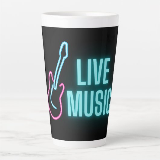 Live Music Neon Guitar Milchtasse (Vorderseite)