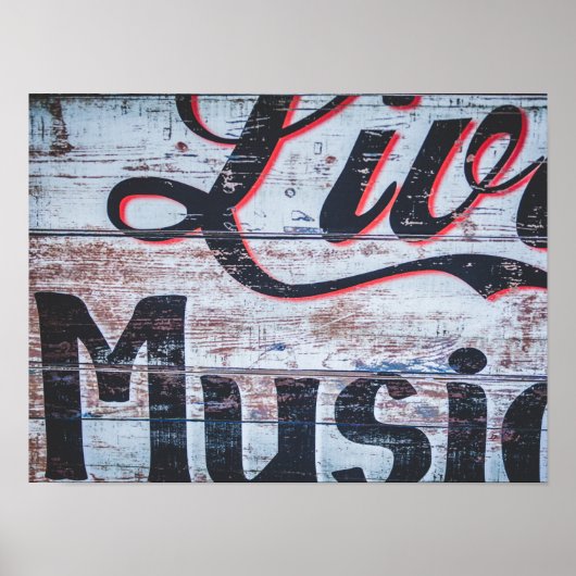 Live Music Shabby Chic Sign Poster (Vorne)