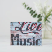 Live Music Sign Postkarte (Stehend Vorderseite)