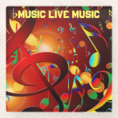 Live Music Slogan farbenfroh Glasuntersetzer (Vorderseite)