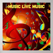 Live Music Slogan farbenfroh Poster (Vorne)