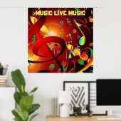 Live Music Slogan farbenfroh Poster (Heimbüro)